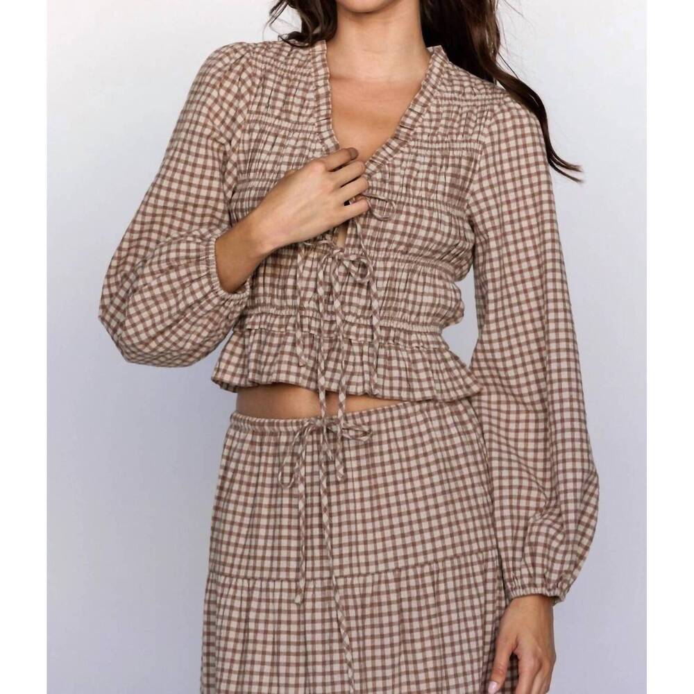 NEW STORIA harper gingham smocked top in gingham